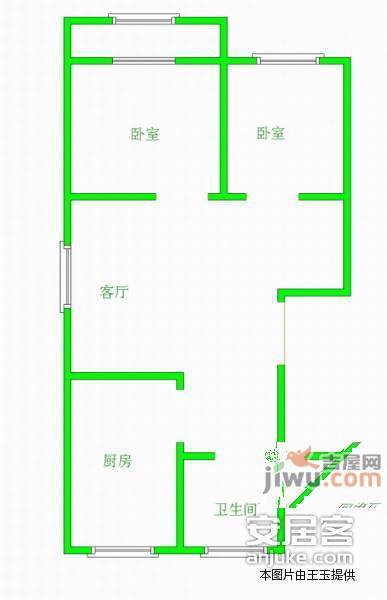 虹苑新寓小区2室1厅1卫65㎡户型图