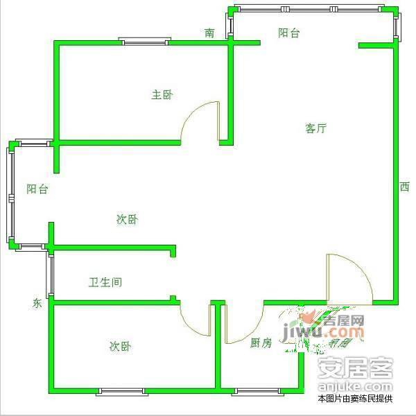 白马湖山庄3室2厅1卫118㎡户型图