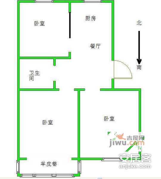 羊皮巷小区3室1厅1卫99㎡户型图