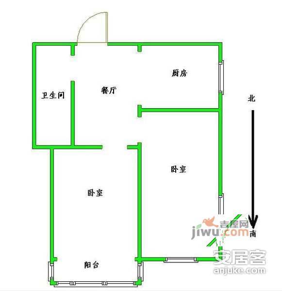 羊皮巷小区2室1厅1卫户型图