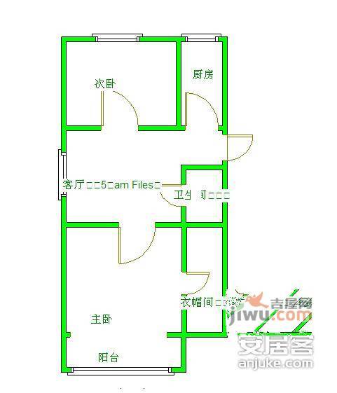 天坛新寓2室1厅1卫50㎡户型图