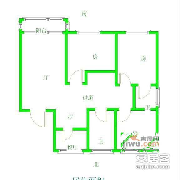 科苑公寓3室2厅1卫116㎡户型图