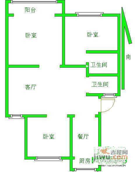 中央北路小区3室1厅1卫户型图