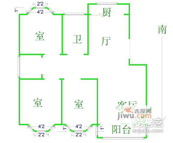 农科院3室2厅2卫119㎡户型图