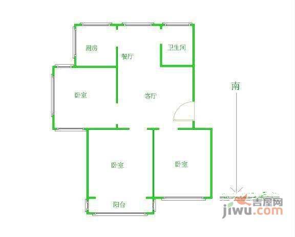 农科院3室2厅1卫110㎡户型图