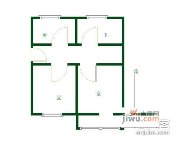 石头城新村2室1厅1卫户型图