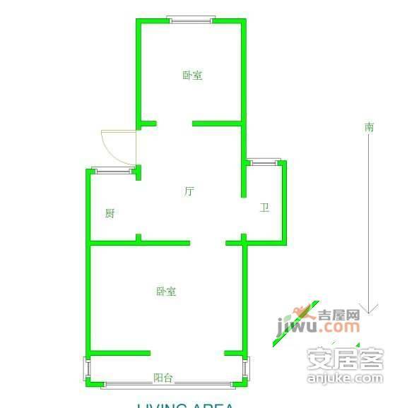 石头城新村2室1厅1卫户型图