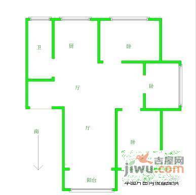 圣淘沙花城3室2厅1卫108㎡户型图