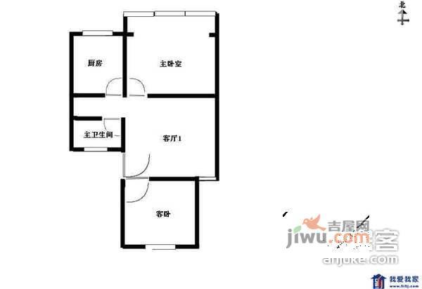 龙翔雅苑2室1厅1卫64㎡户型图