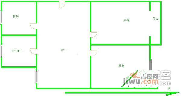 润富花园2室1厅1卫户型图