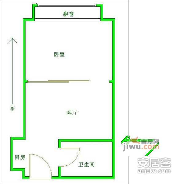 绿城花园1室1厅1卫72㎡户型图