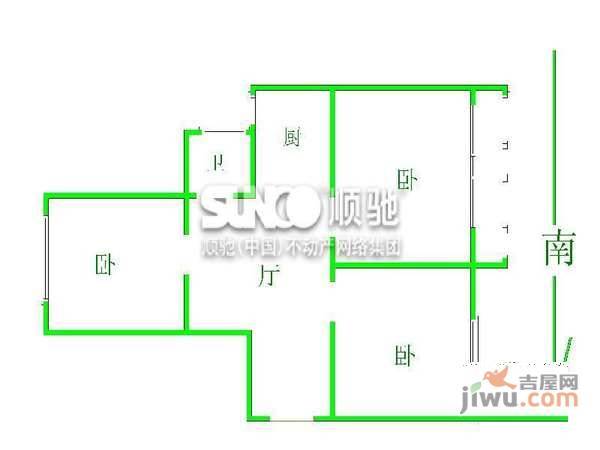 莫愁路小区3室1厅1卫67㎡户型图