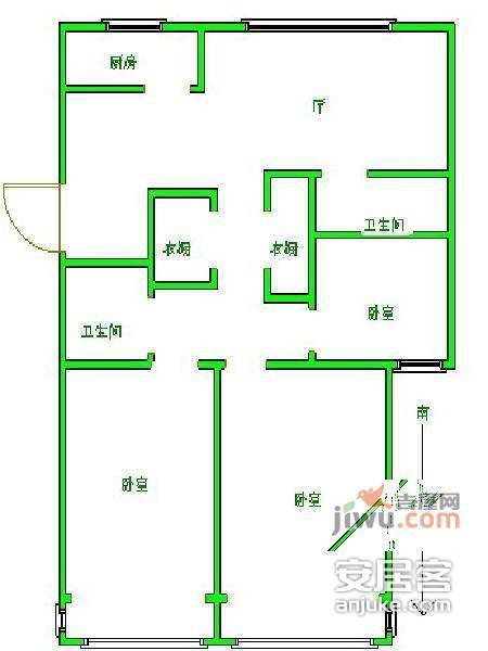 估衣廊小区3室1厅1卫102㎡户型图