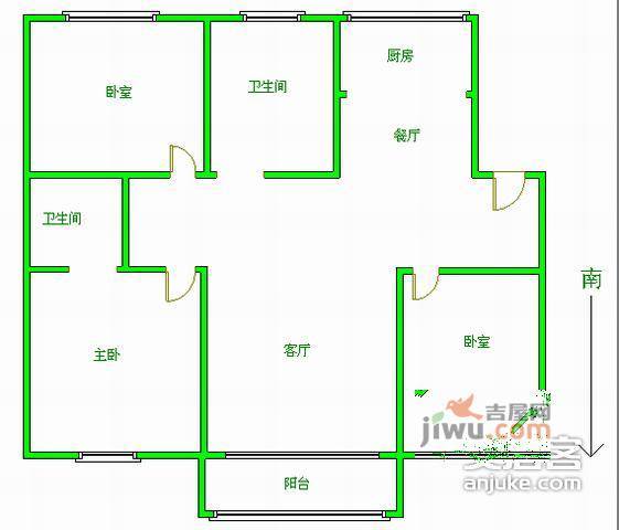 万江共和新城天和苑3室2厅1卫130㎡户型图