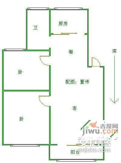万江共和新城天和苑2室2厅1卫92㎡户型图