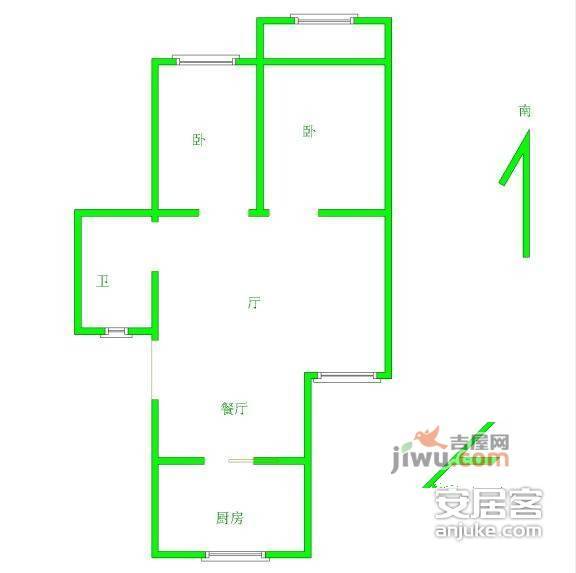 石头城小区2室2厅1卫户型图