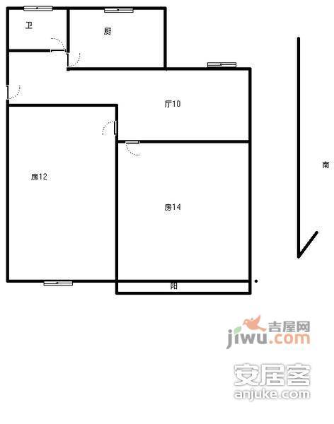 星汉城市花园2室1厅1卫户型图