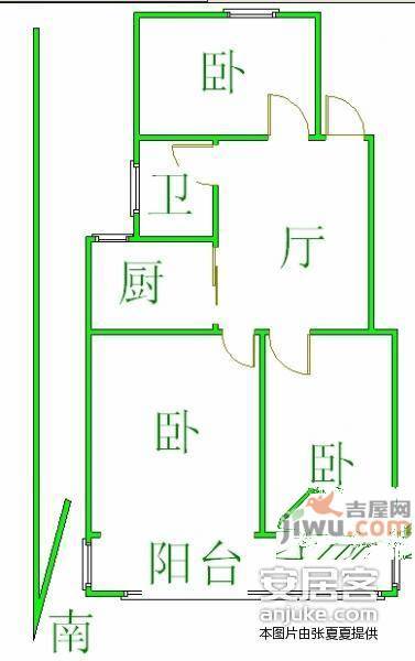 健园小区3室1厅1卫80㎡户型图