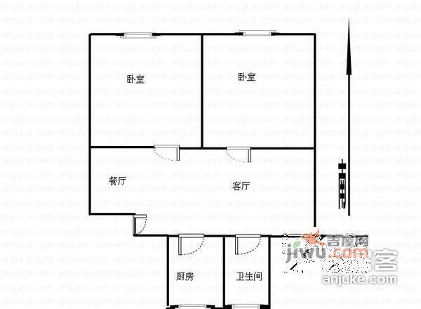 邓府山庄2室2厅1卫95㎡户型图