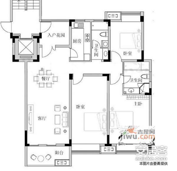 紫金上林苑3室2厅2卫142㎡户型图