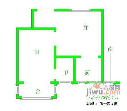 盈家春天花园1室2厅1卫56㎡户型图