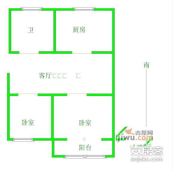 盛世花园2室1厅1卫63㎡户型图