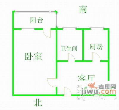 新河二村1室1厅1卫38㎡户型图