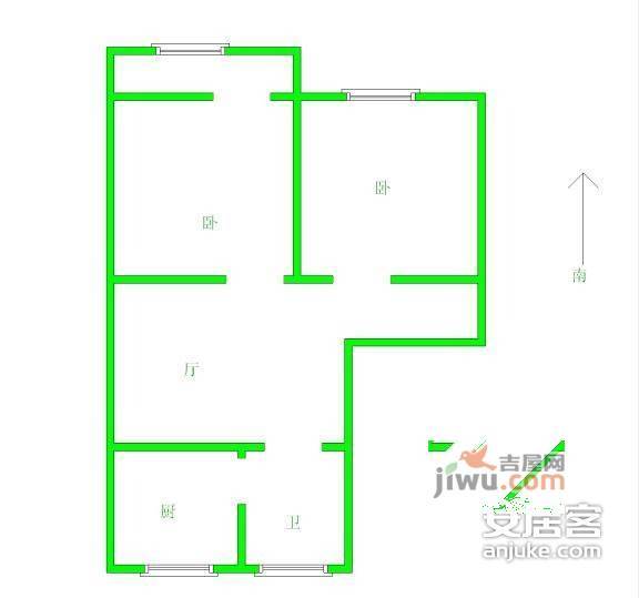 淮海新村2室1厅1卫71㎡户型图