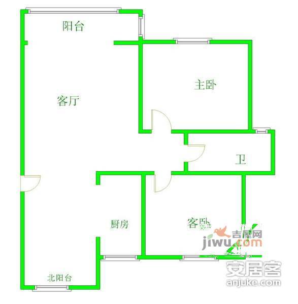 江南文枢苑2室1厅1卫86㎡户型图