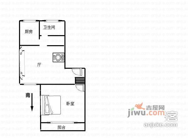 江南文枢苑1室1厅1卫户型图