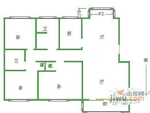 高新花苑3室2厅2卫136㎡户型图