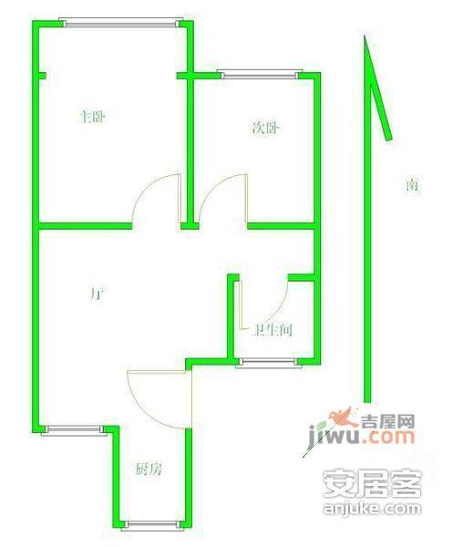 桃园人家2室1厅1卫84㎡户型图