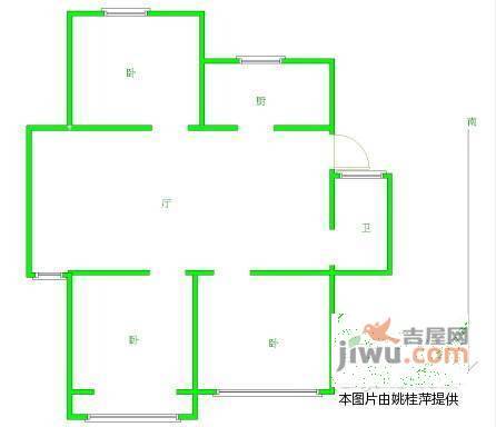 金陵新七村3室1厅1卫74㎡户型图