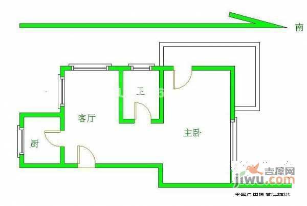 扬子六村1室1厅1卫46㎡户型图