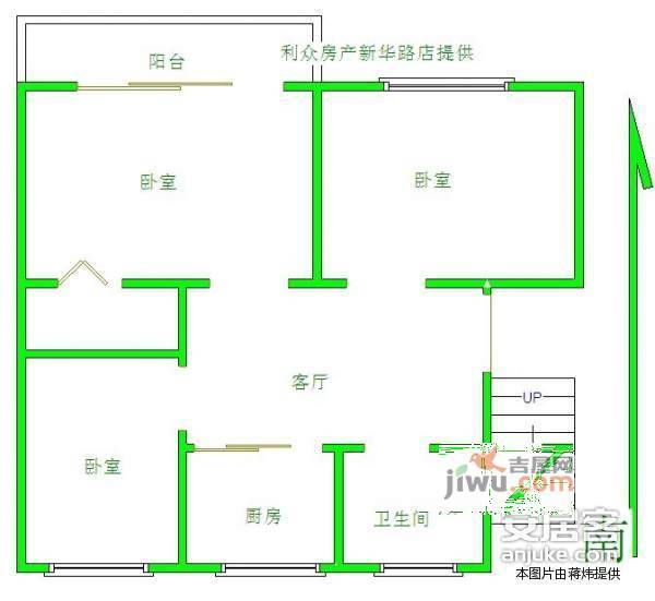 扬子六村3室1厅1卫77㎡户型图