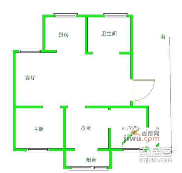 扬子六村3室1厅1卫77㎡户型图