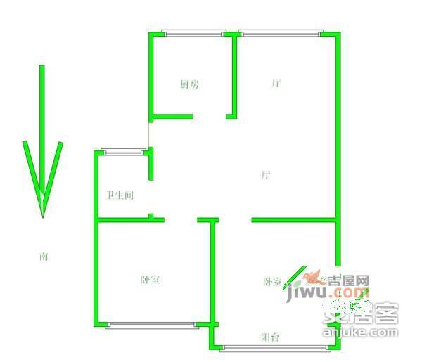 北京东路小区2室2厅1卫户型图