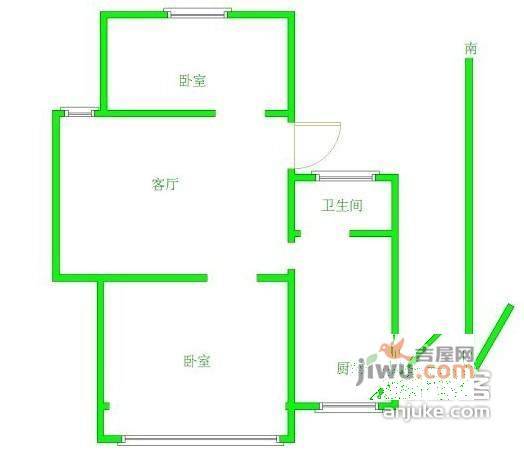 新天地花园2室2厅1卫73㎡户型图