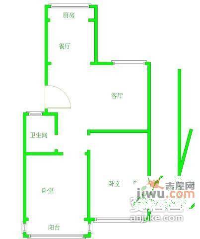 新天地花园2室2厅1卫73㎡户型图