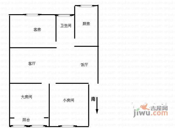 新天地花园3室2厅1卫99㎡户型图