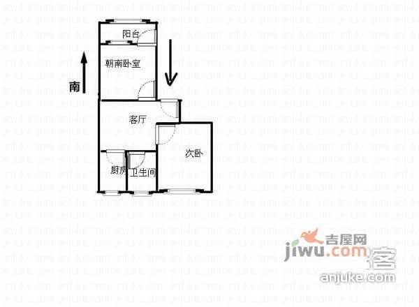 月苑三村2室1厅1卫70㎡户型图