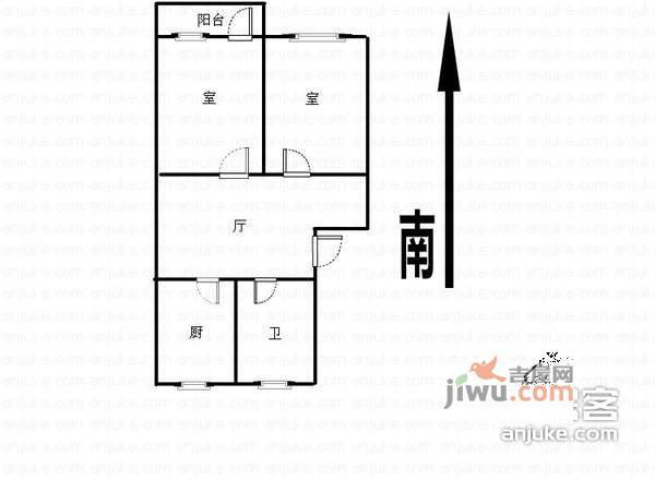 月苑三村2室1厅1卫70㎡户型图