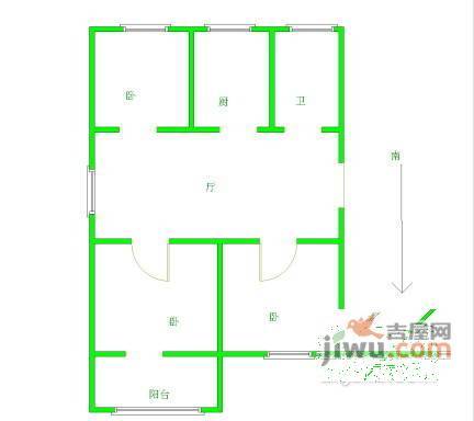 小市新村3室2厅1卫83㎡户型图