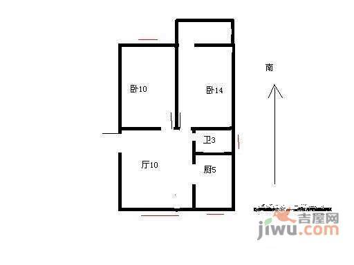 小市新村2室1厅1卫73㎡户型图