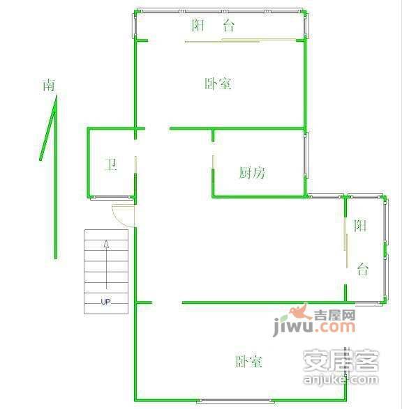 莫愁新寓迎春里2室1厅1卫58㎡户型图