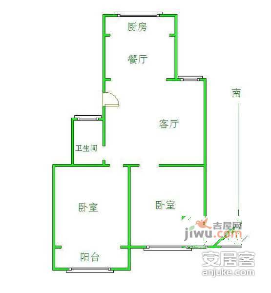 东元山庄2室2厅1卫78㎡户型图