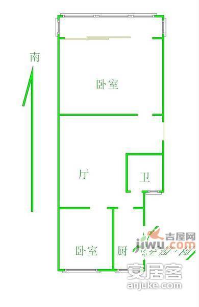 龙福山庄2室2厅1卫77㎡户型图