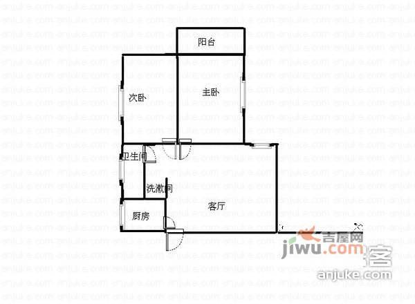 龙福山庄2室1厅1卫76㎡户型图