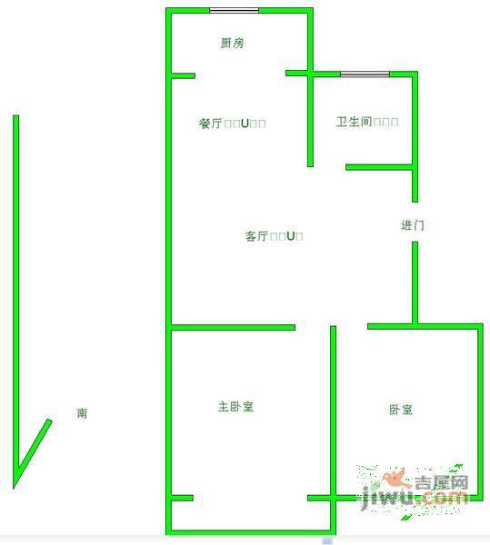 晓庄小区2室1厅1卫74㎡户型图