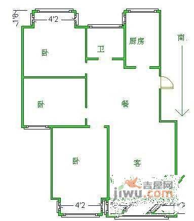 海润枫景花园3室2厅1卫115㎡户型图